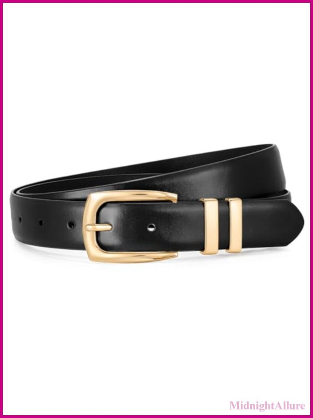 Women's Leather Belt Gold Buckle Jeans Pants Fashion